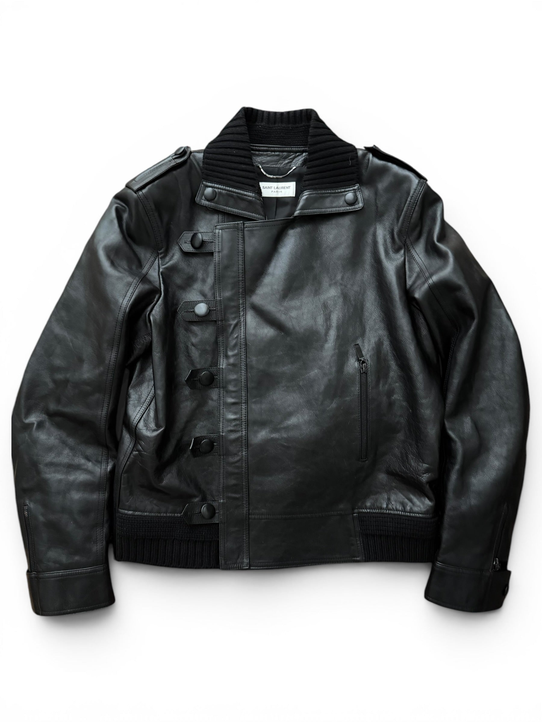 Saint Laurent Paris FW17 Lambskin Moto Bomber Jacket