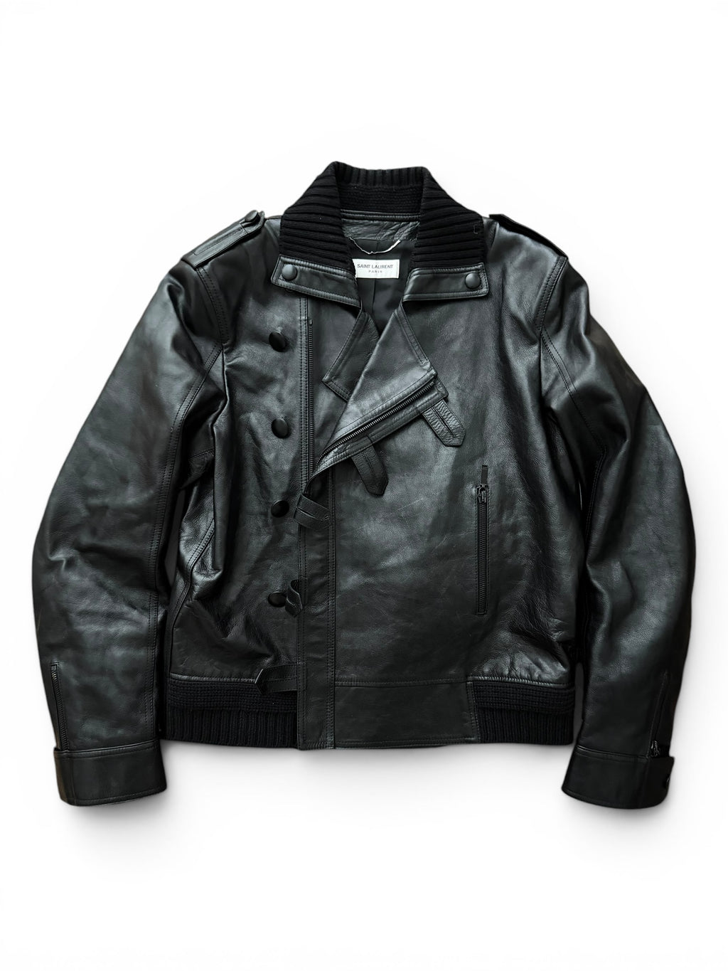 Saint Laurent Paris FW17 Lambskin Moto Bomber Jacket