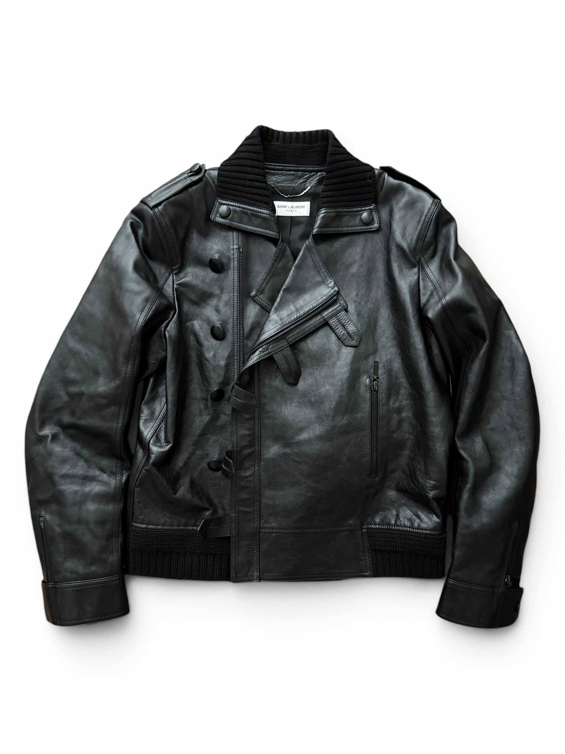 Saint Laurent Paris FW17 Lambskin Moto Bomber Jacket
