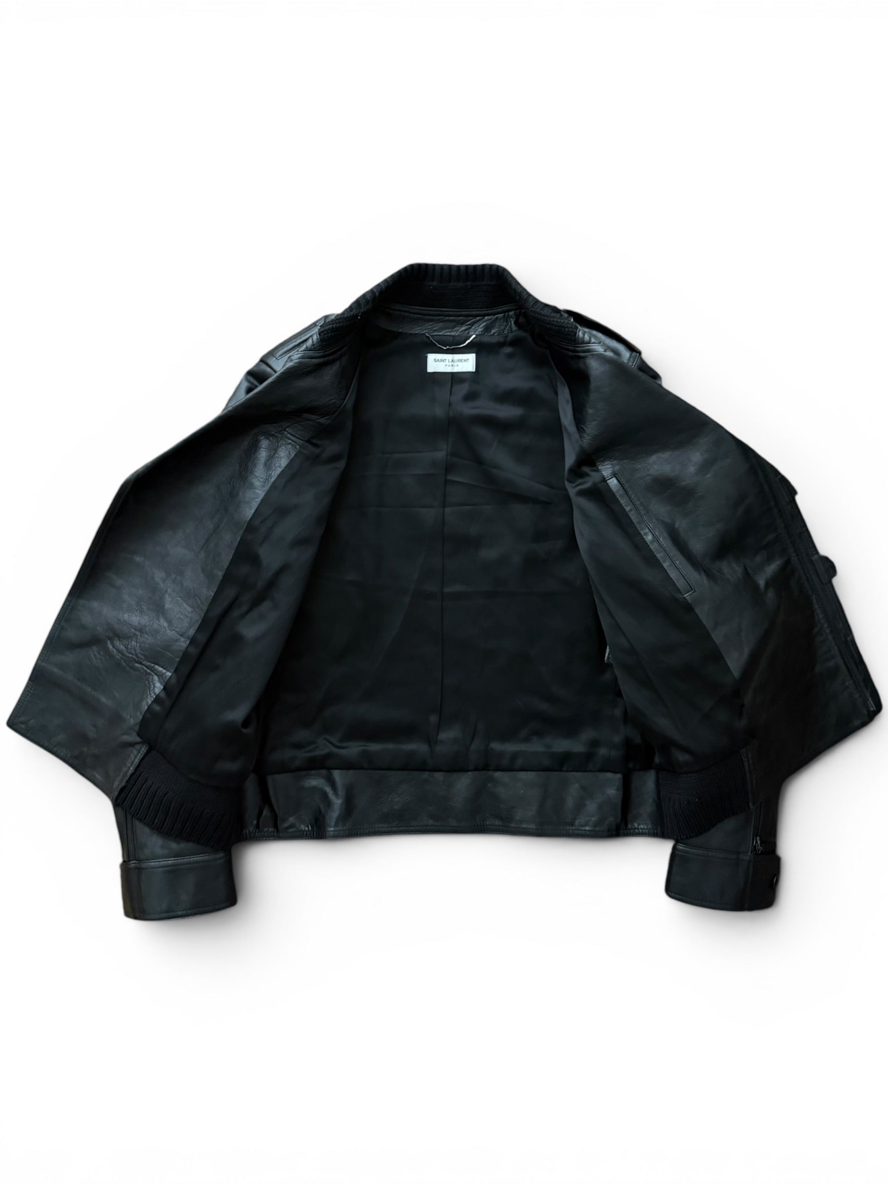 Saint Laurent Paris FW17 Lambskin Moto Bomber Jacket