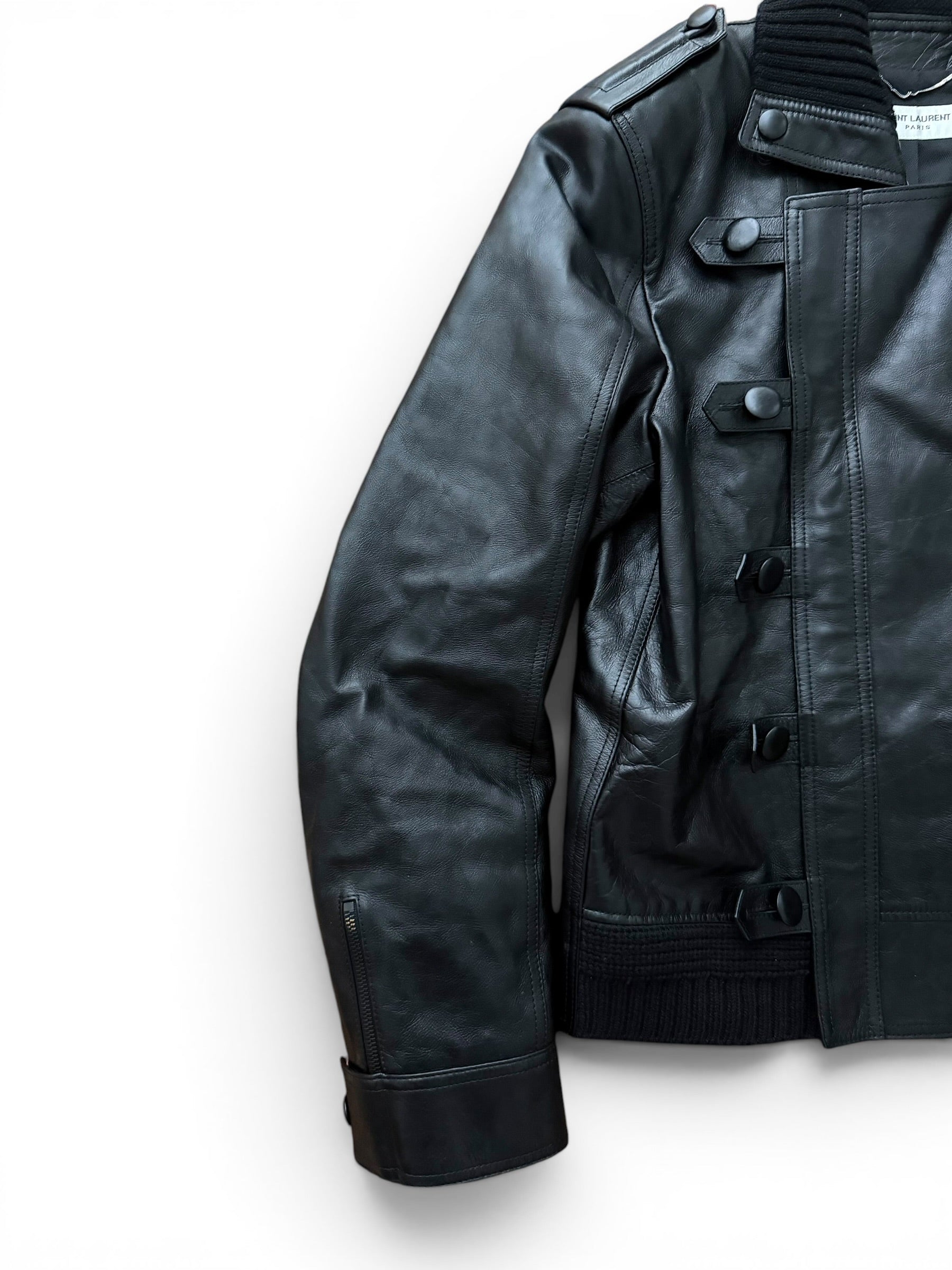 Saint Laurent Paris FW17 Lambskin Moto Bomber Jacket